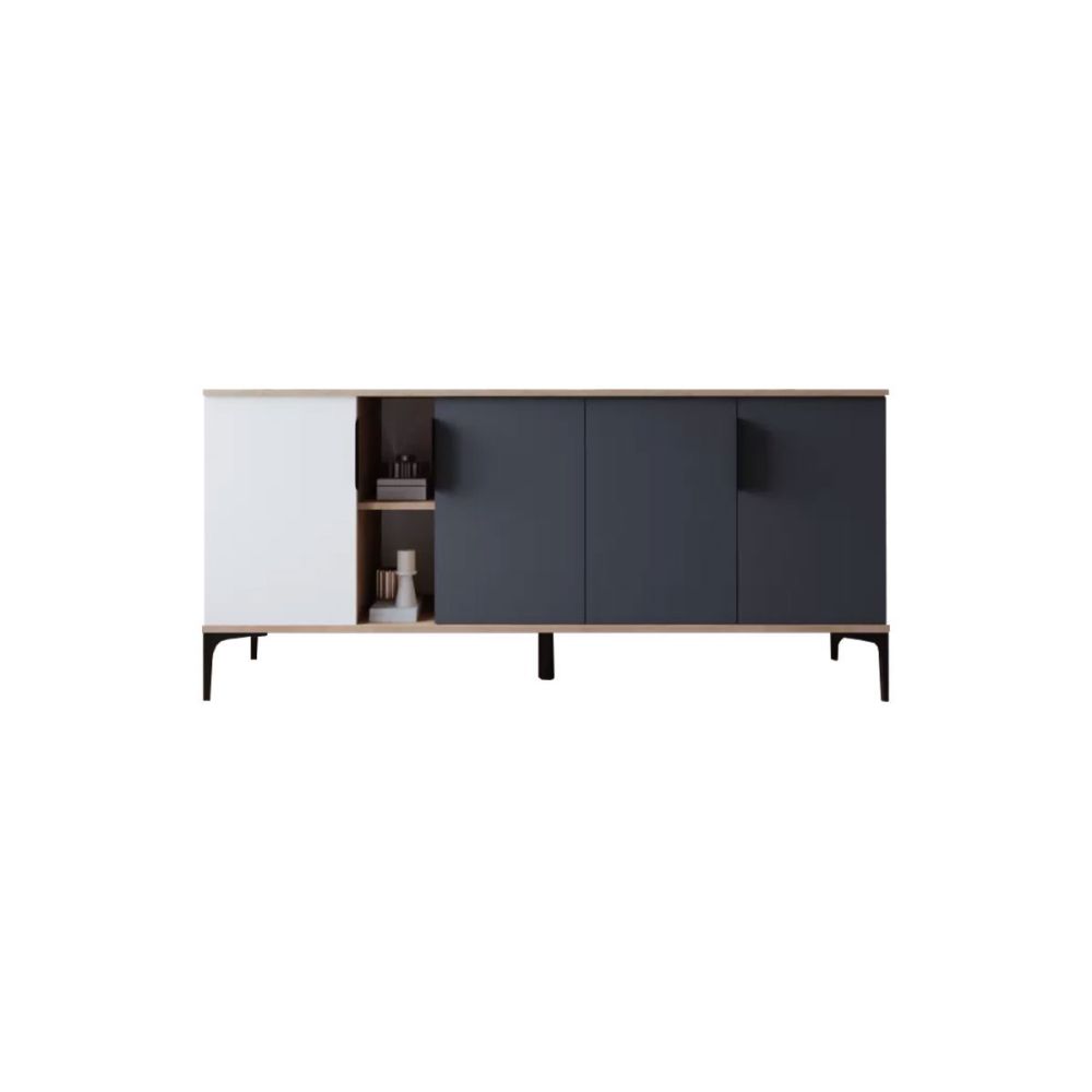 Buffet en Melamina Gris Oscuro y Blanco, Diseño Moderno