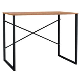 (SALDO) Mesa de Ordenador Estilo Industrial Color Nogal y Negro 90x60x70 Cm