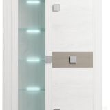 Mueble de Salón Moderno con Leds, Acabado en Andersen Pino -Gris, 40 cm (Fon), 300x200 cm