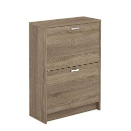 Zapatero Recibidor Roble – Mueble Auxiliar Estrecho con 2 Puertas | Capacidad 12 Pares | 81,6 x 60 x 25 cm