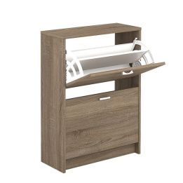 Zapatero Recibidor Roble – Mueble Auxiliar Estrecho con 2 Puertas | Capacidad 12 Pares | 81,6 x 60 x 25 cm