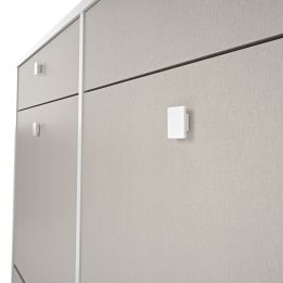 Mueble Zapatero con 4 Puertas y 2 Cajones | Acabado Blanco/Textil | 116,8 x 104,3 x 27 cm