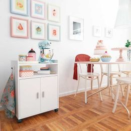 Mueble Auxiliar para Microondas – Acabado Blanco – 79,5 x 60 x 40 cm (alto x ancho x fondo)