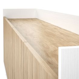 Mueble-Mesa Tv, Salón Comedor 4 Puertas, Armario Auxiliar Color Blanco y Roble, Medidas: 180x63x33,5 Cm