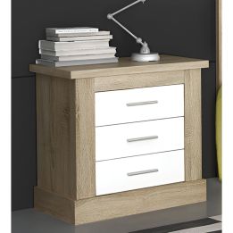 Pack de Dormitorio con Cabecero de 160 x 120 cm + 2 Mesitas de Noche + Cómoda | Color Cambria y Blanco
