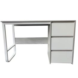 Escritorio Oficina 120 cm con 3 Cajones, Mesa de Ordenador Moderna, Tablero MDF y Melamina, Gris/Blanco, 120x48x74 cm