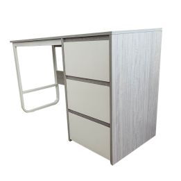 Escritorio Oficina 120 cm con 3 Cajones, Mesa de Ordenador Moderna, Tablero MDF y Melamina, Gris/Blanco, 120x48x74 cm