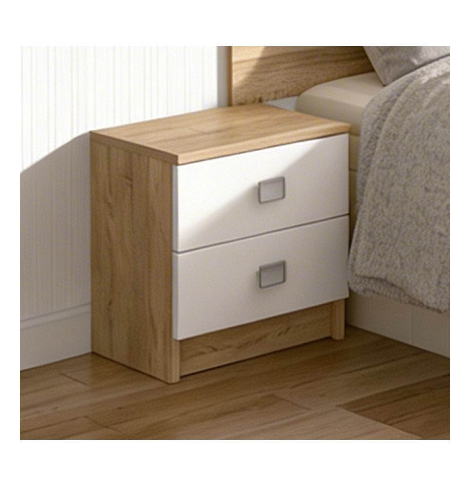 Meyvaser - Mesita de Noche, Mesilla de Dormitorio, Color Cambrian - Blanco, Medidas: 43,2cm ancho x 33,5 cm fondo x 43.5 alto