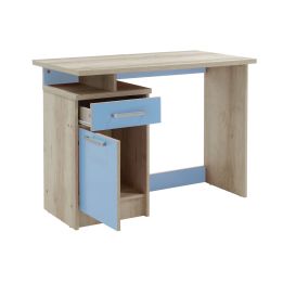 Escritorio Robusto con 2 Cajones - Color Cambrian y Azul - 100x55x75 cm - Mesa de Estudio y Oficina Duradera