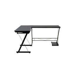 Mesa de Ordenador Esquinera Metálica en MDF Negro, 158x120x73cm - Espacio para Teclado y Torre
